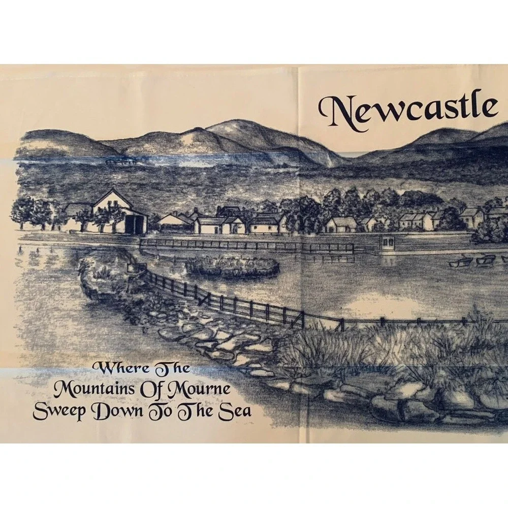 Vintage Newcastle Ireland Irish Linen Tea Towel Wall Hanging 31.5x18